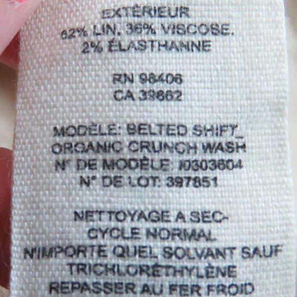 THEORY Organic Crunch Linen Belted Shift Dress Light Wheat - Size 00 - Picture 15 of 16